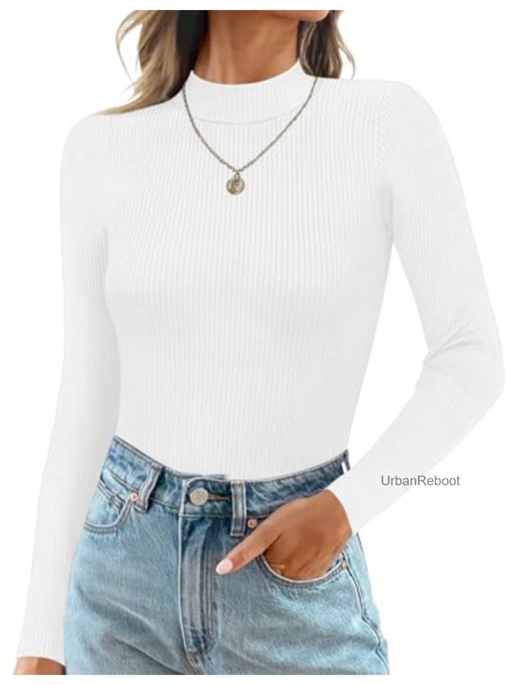 Mock Neck Ribbed Long Sleeve Thermal Base Layer Top